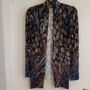 Abstract Beaded Open Front Sweater